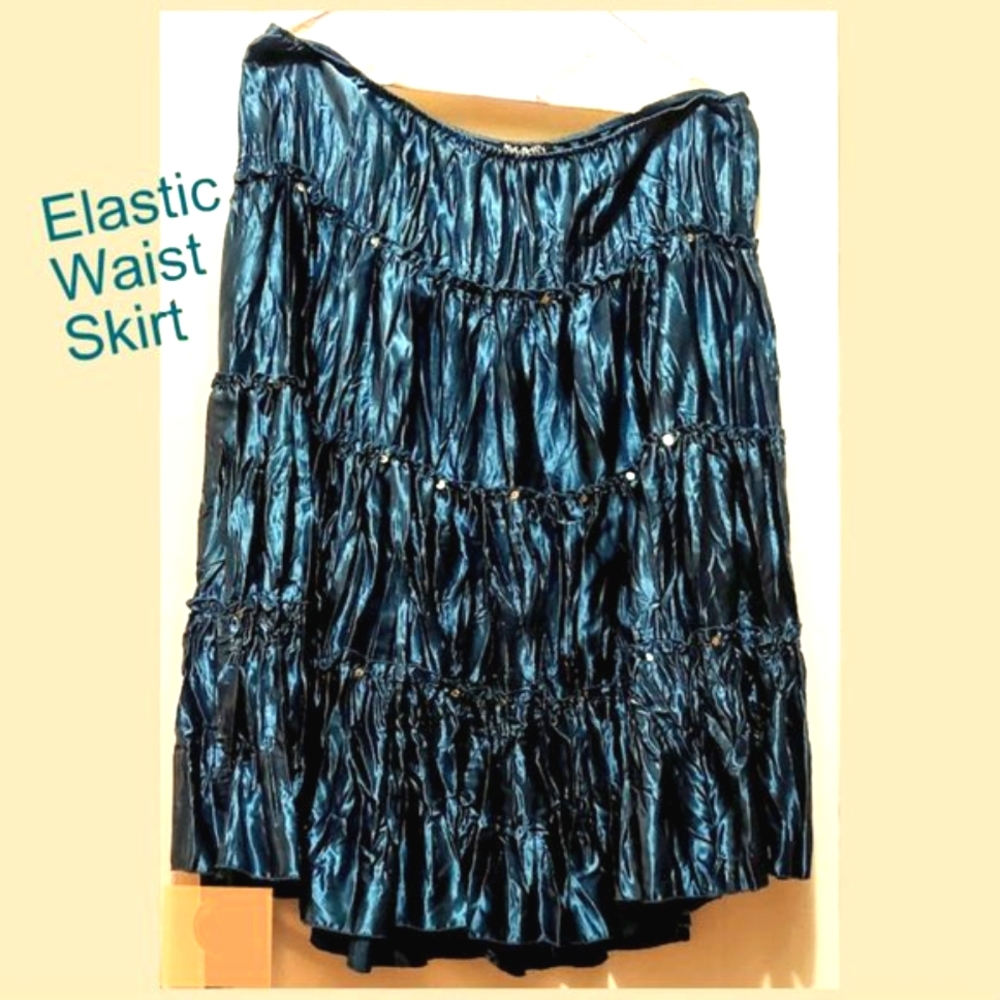 Shiny Sequins Teal Blue Disco Skirt